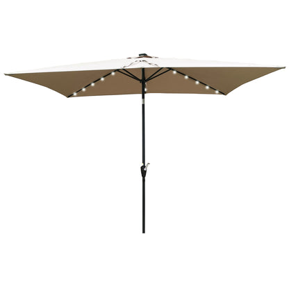 Joya 10 x 6.5 ft Patio Solar LED Umbrellas  with Crank - Beige