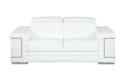 Denzel Top Grain Italian Leather Loveseat - White