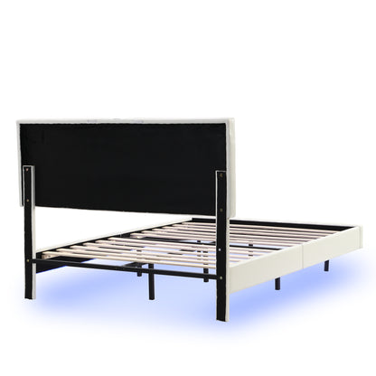 Marc Full Size Floating Bed Frame with LED - White