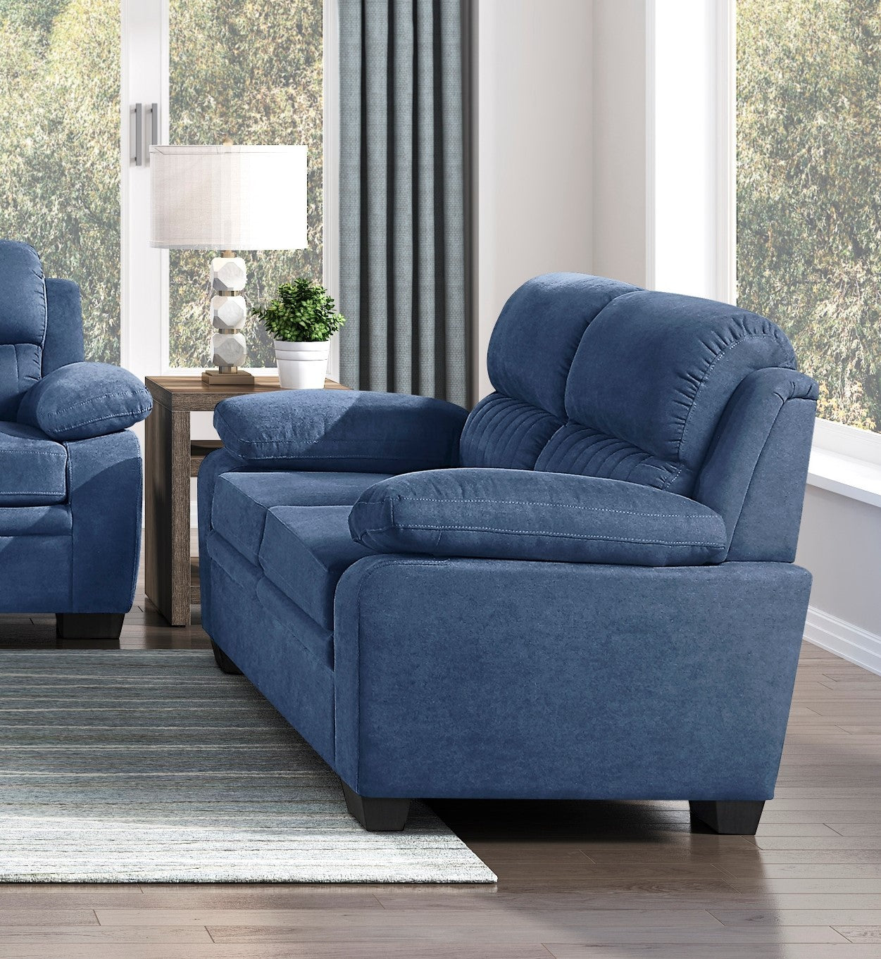 Anika Fabric Loveseat - Blue