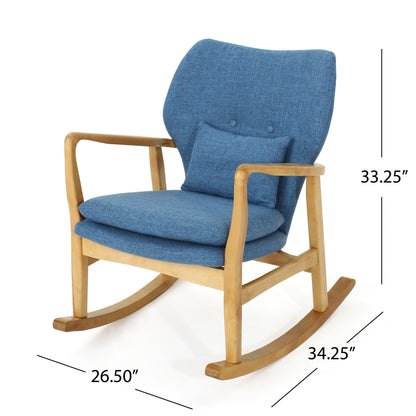 Arias Elegant Solid Wood Rocking Chair - Blue