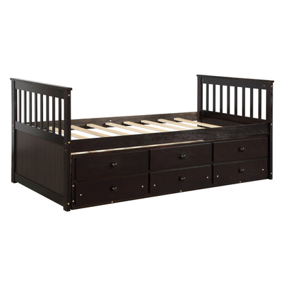 Abby Twin Daybed with Trundle Bed and Storage Drawers - Espresso