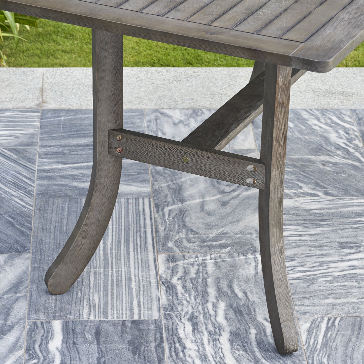 Aloe Farmhouse Wood Patio Dining Table  - Gray Wash