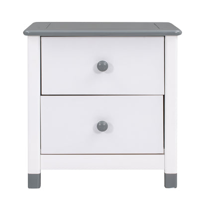 Hana Wooden Nightstand with Two Drawers - White