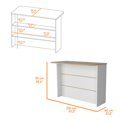 N.Y. 3-Tier Shelf Kitchen Island - White