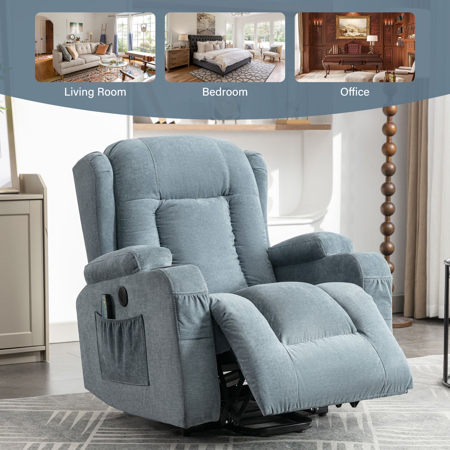 Bonilla Power Lift Recliner Chair - Blue