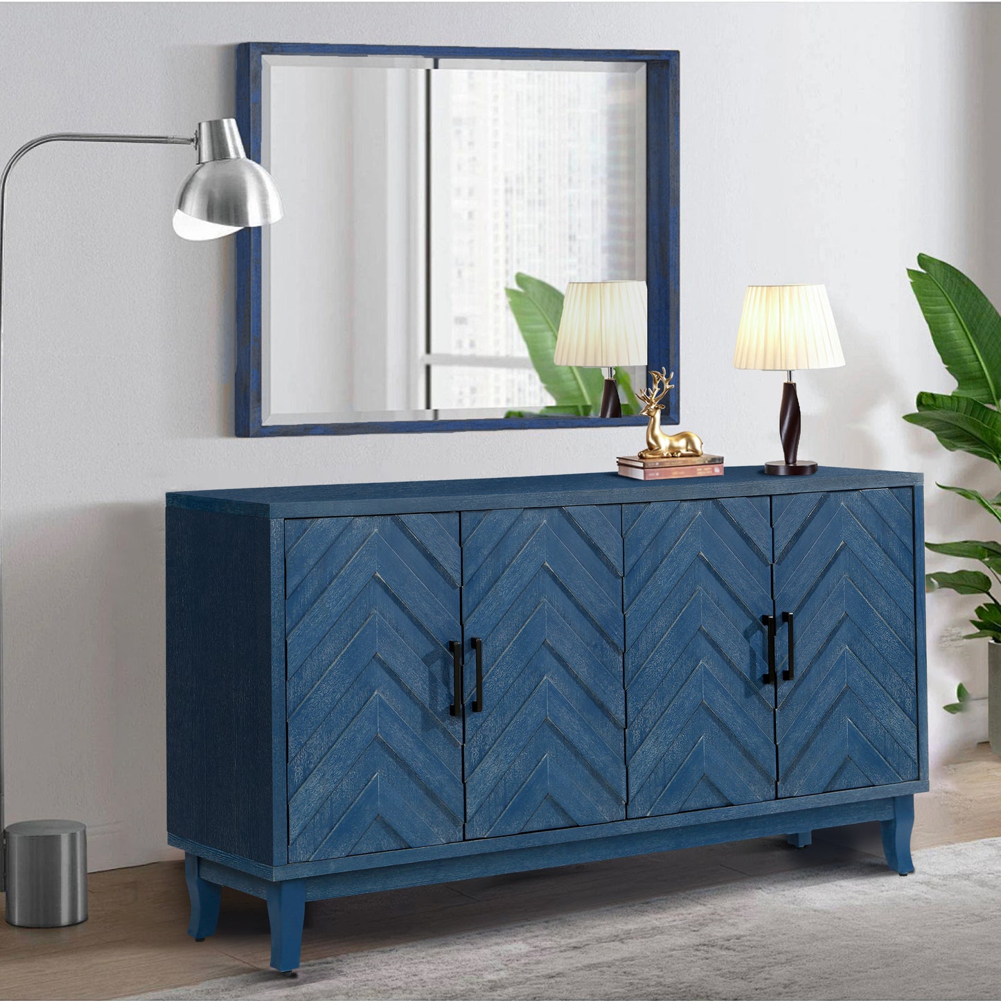 Wave Sideboard Cabinet - Navy Blue