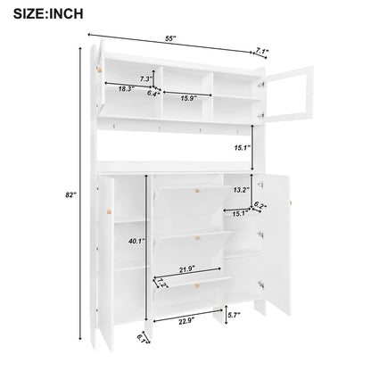 Felix Multifunctional Shoe Cabinet with Open Storage Platform - White