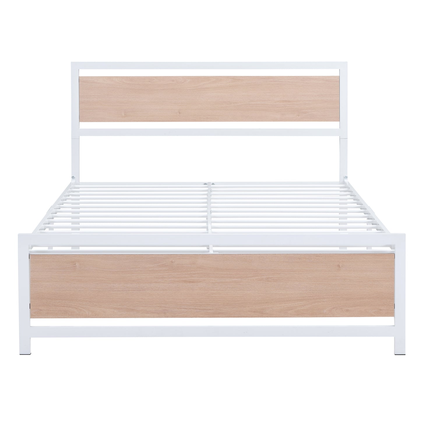 Quasar Full Size Metal and Wood Platform Bed - White