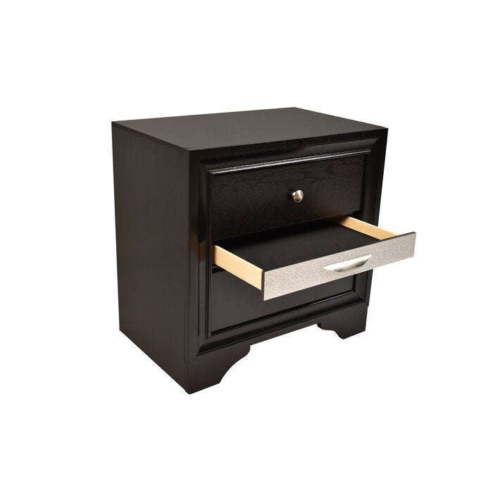 Belle Wood Nightstand - Black