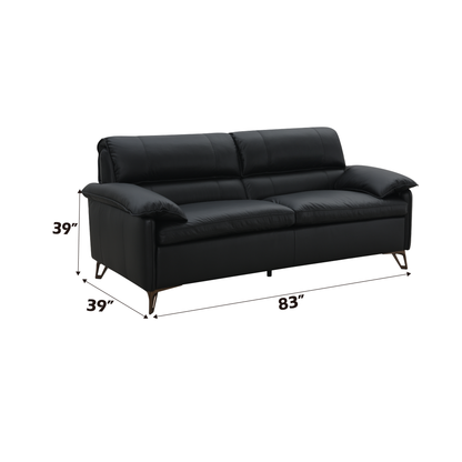 Eilene Black Top Grain Leather Loveseat