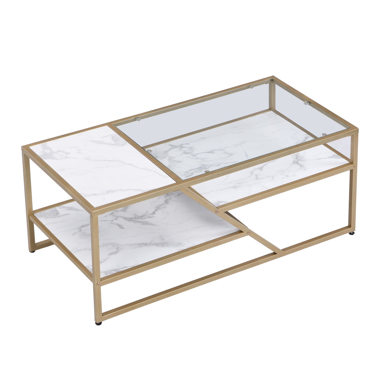 Golden Glass Shelf Coffee Table