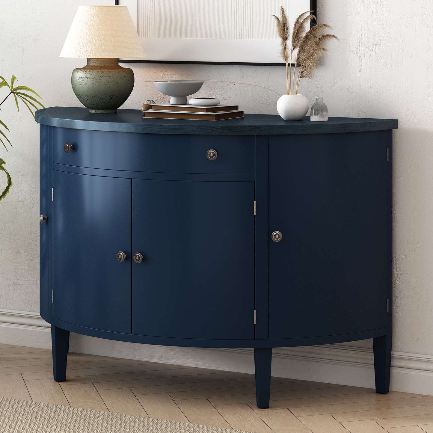 Hobs Curved Design Storage Cabinet - Navy Blue