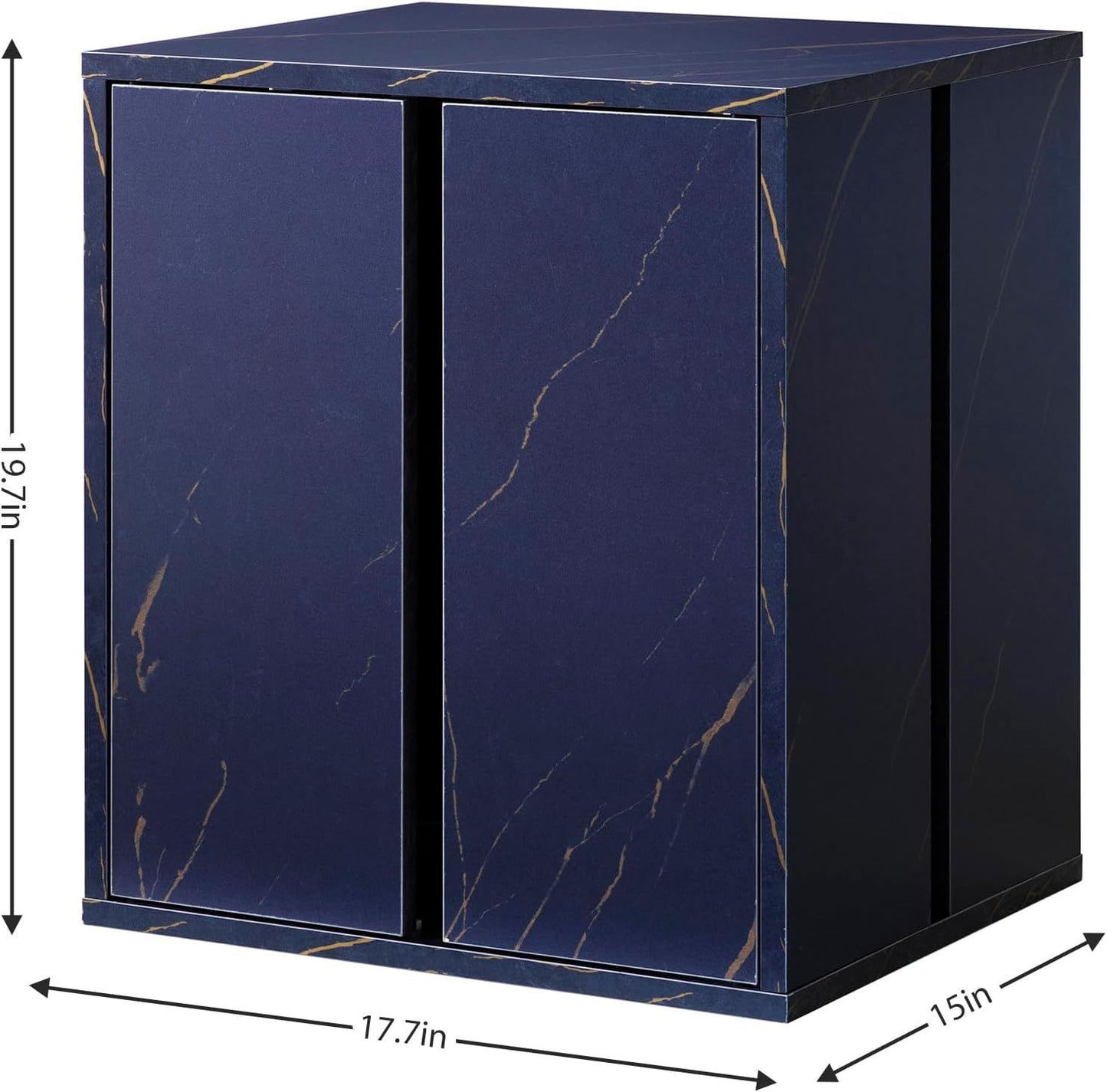 Quest LED  Nightstand with Glass Shelves -Blue