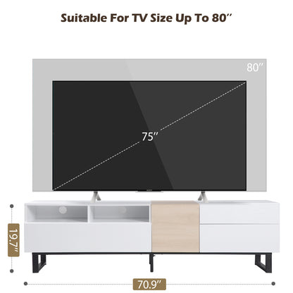 Vato Modern TV Stand Entertainment Center - White