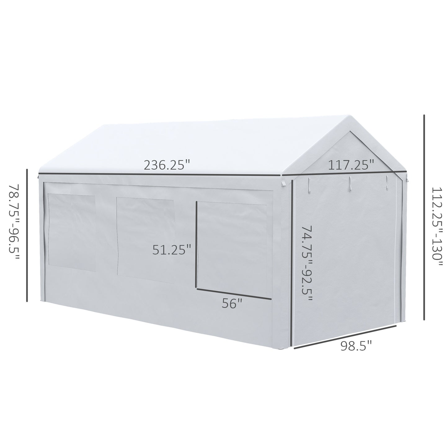 Henso 10 x 20 ft Party Tent and Carport - White