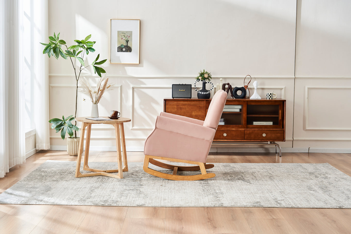 Jarvis Velvet Rocking Chair - Pink