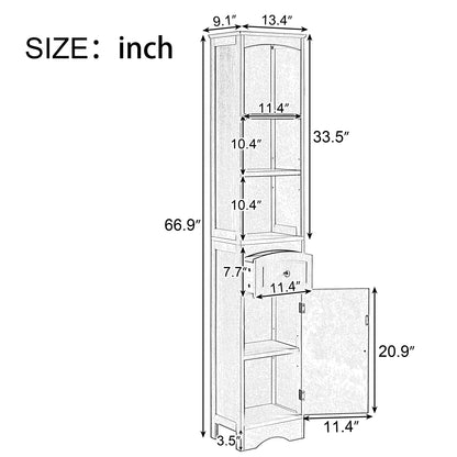 Tower Bathroom Cabinet with Drawer - Green