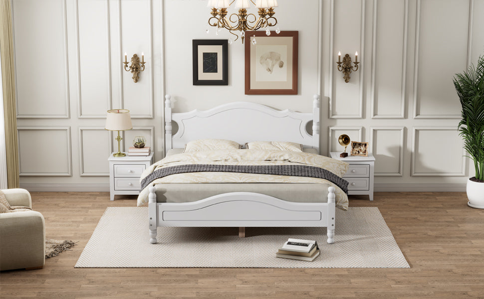 Quarto II Queen Size Wood Platform Bed Frame - White