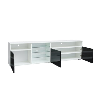 Ivan TV Stand LED High Gloss Doors - White/Black