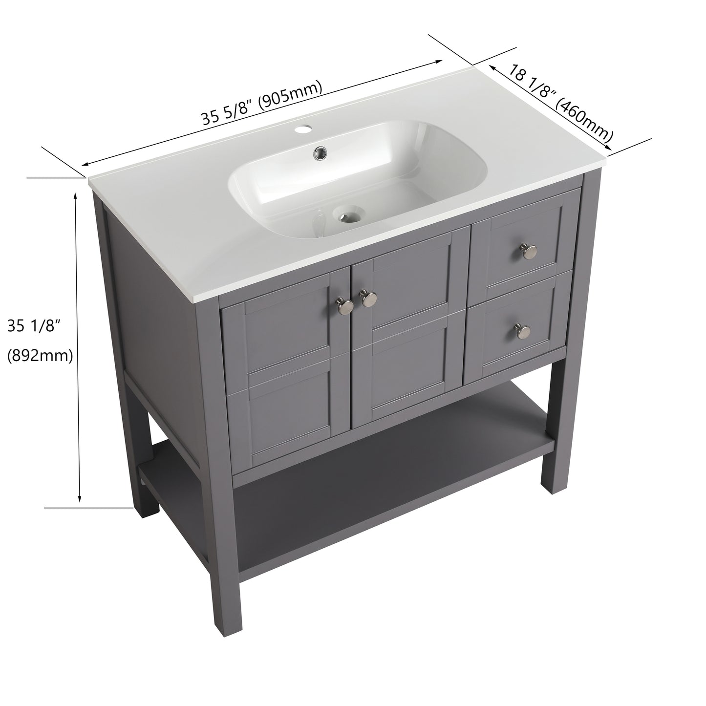 Bathroom Vanity With Soft Close Drawers and Gel Basin