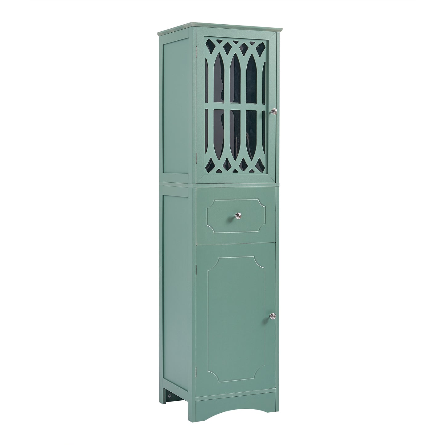 Statured Bathroom Cabinet with Drawer and Doors - Green