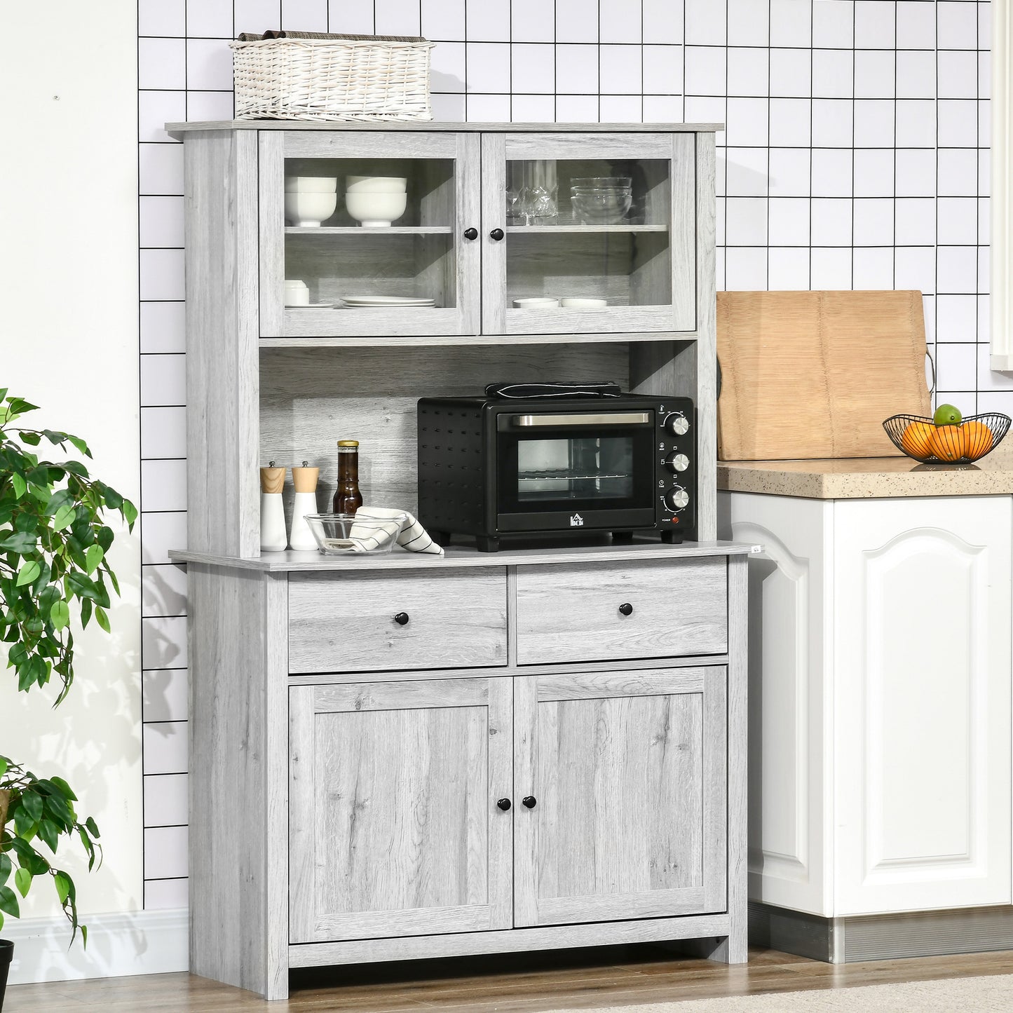 Dino Kitchen Buffet with Hutch - Ash Gray