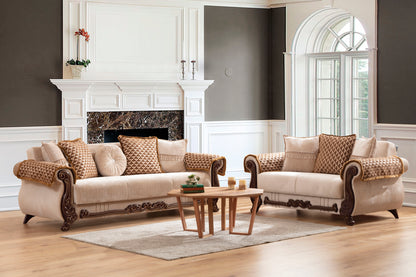 Solis Traditional Style Loveseat - Beige