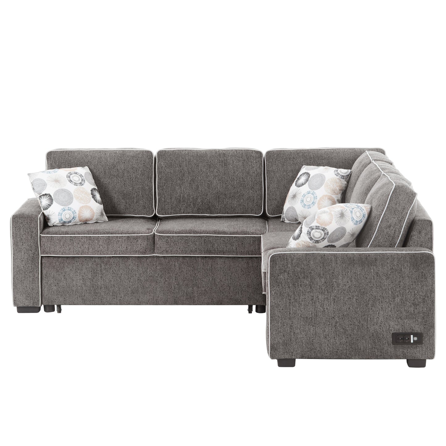 Berg L-Shaped Pull Out Convertible Sleeper Sofa - Dark Gray