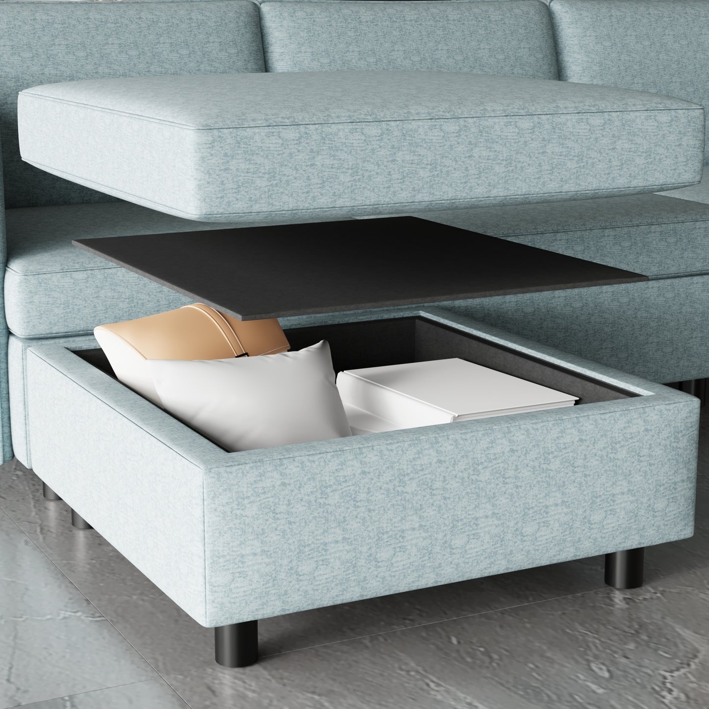 Keen Loveseat  With Ottoman - Blue