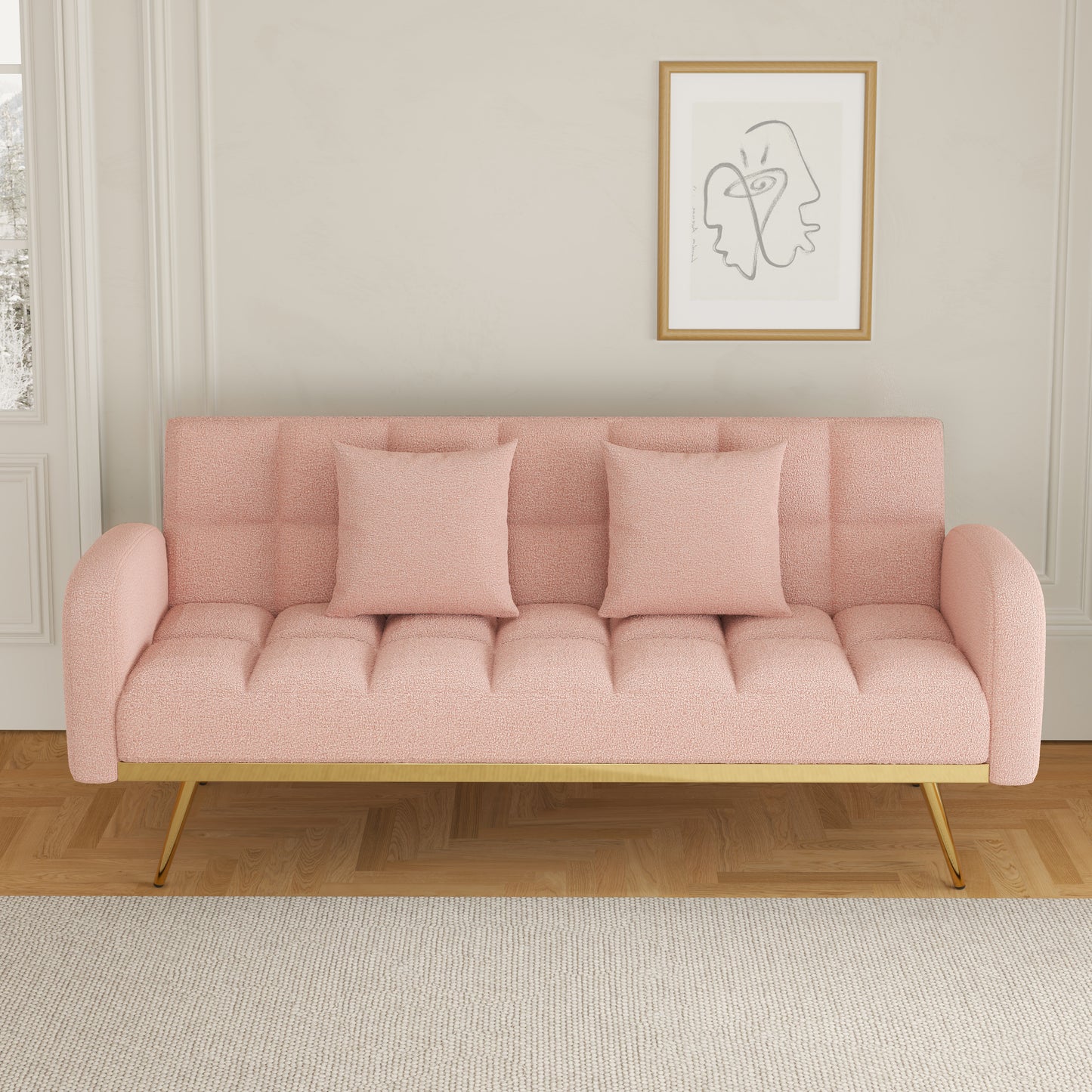 Sonic Convertible Sofa Bed- Pink