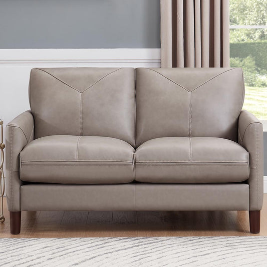 Yorkdale Leather Loveseat - Stone Gray