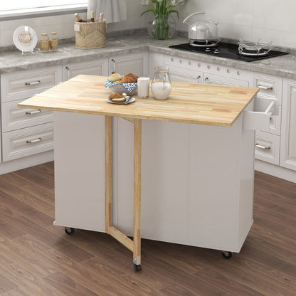 Artisan Kitchen Island with Solid Wood Table Top - White