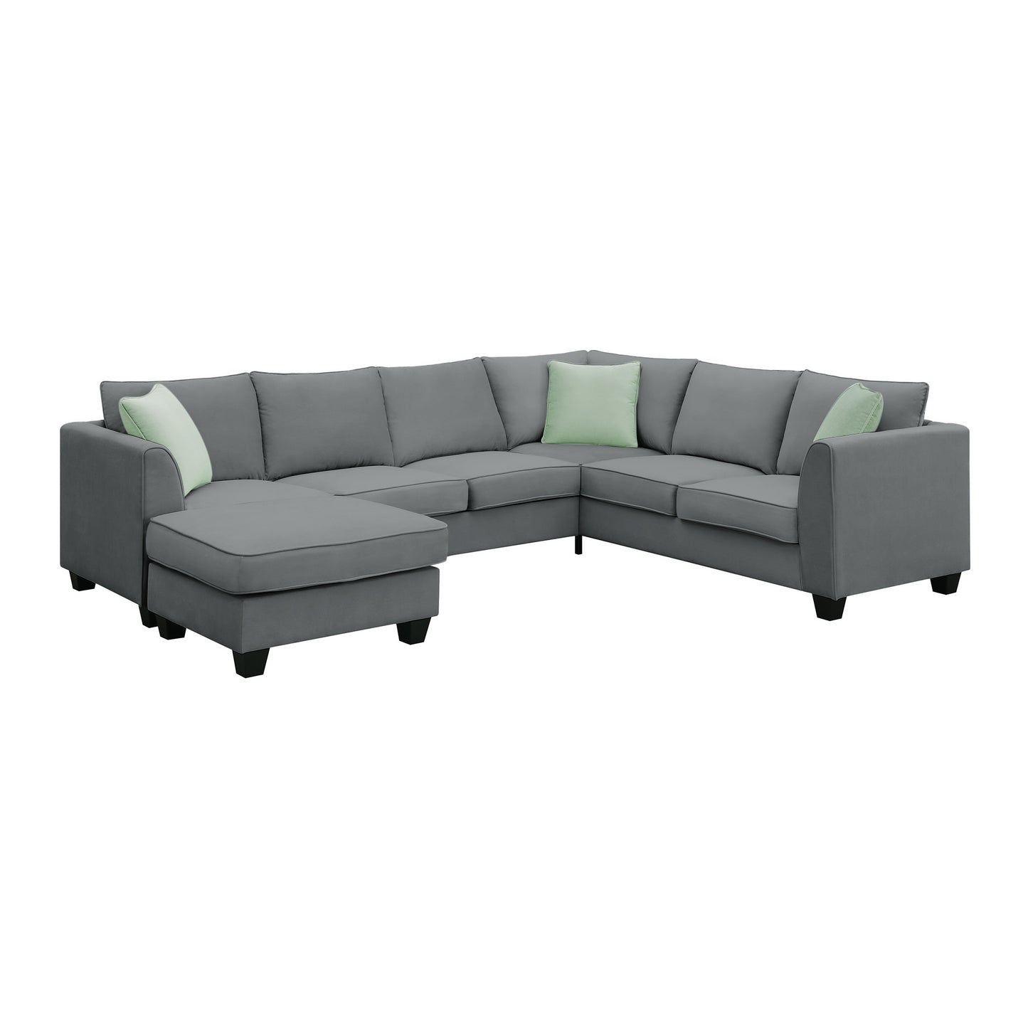 Harper Modular Sectional Sofa with Ottoman - Grey