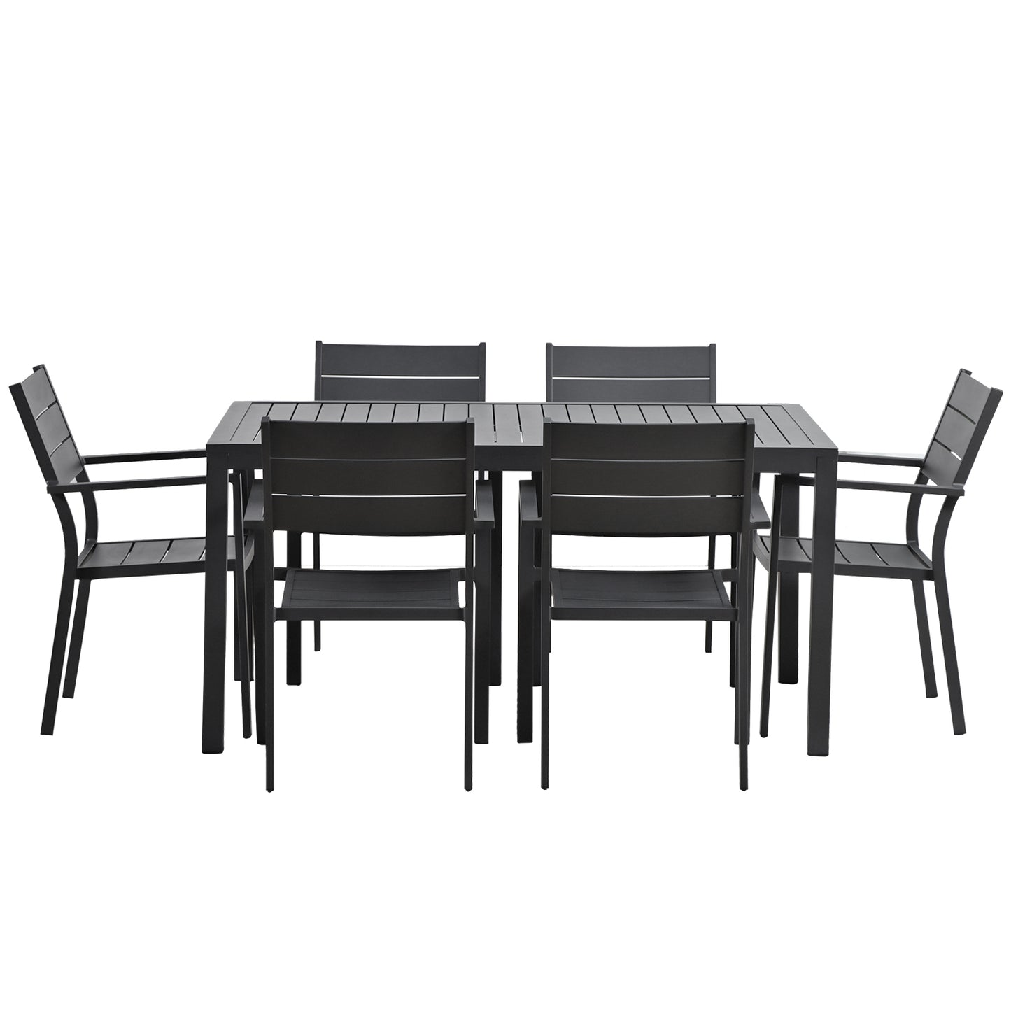 Tobi Outdoor Rectangle Aluminum Dining Table - Black