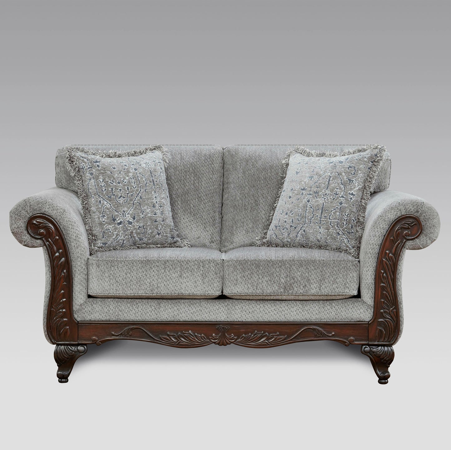 Hernen Carved Wood Frame Loveseat