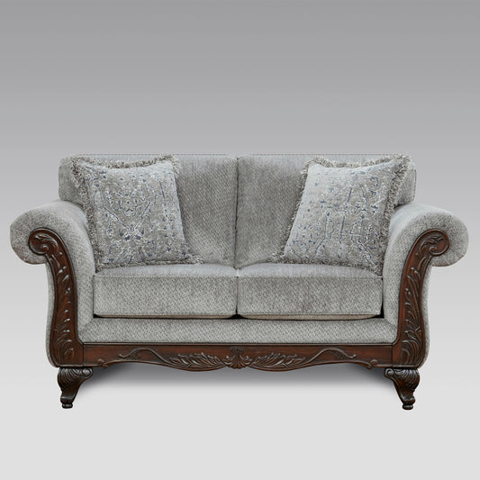 Hernen Carved Wood Frame Loveseat