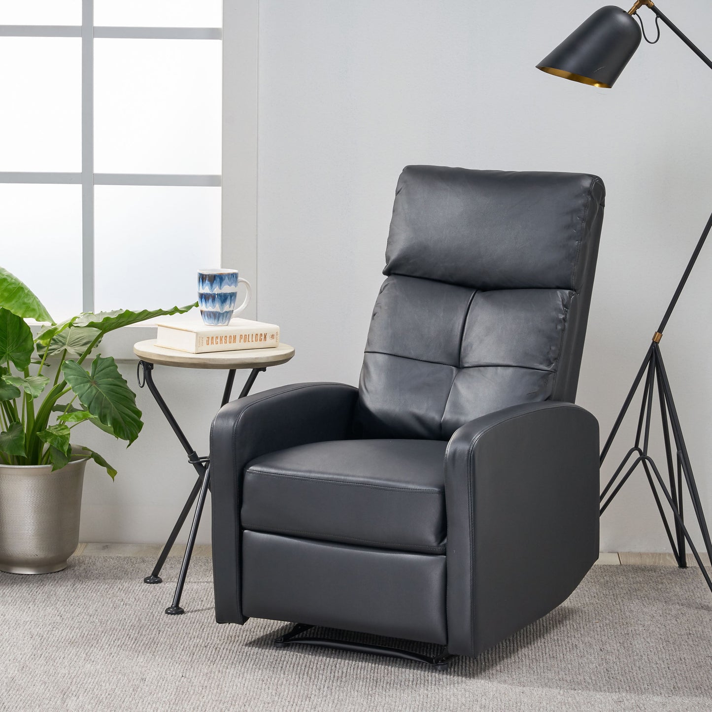 Henson Faux Leather Recliner Chair - Black