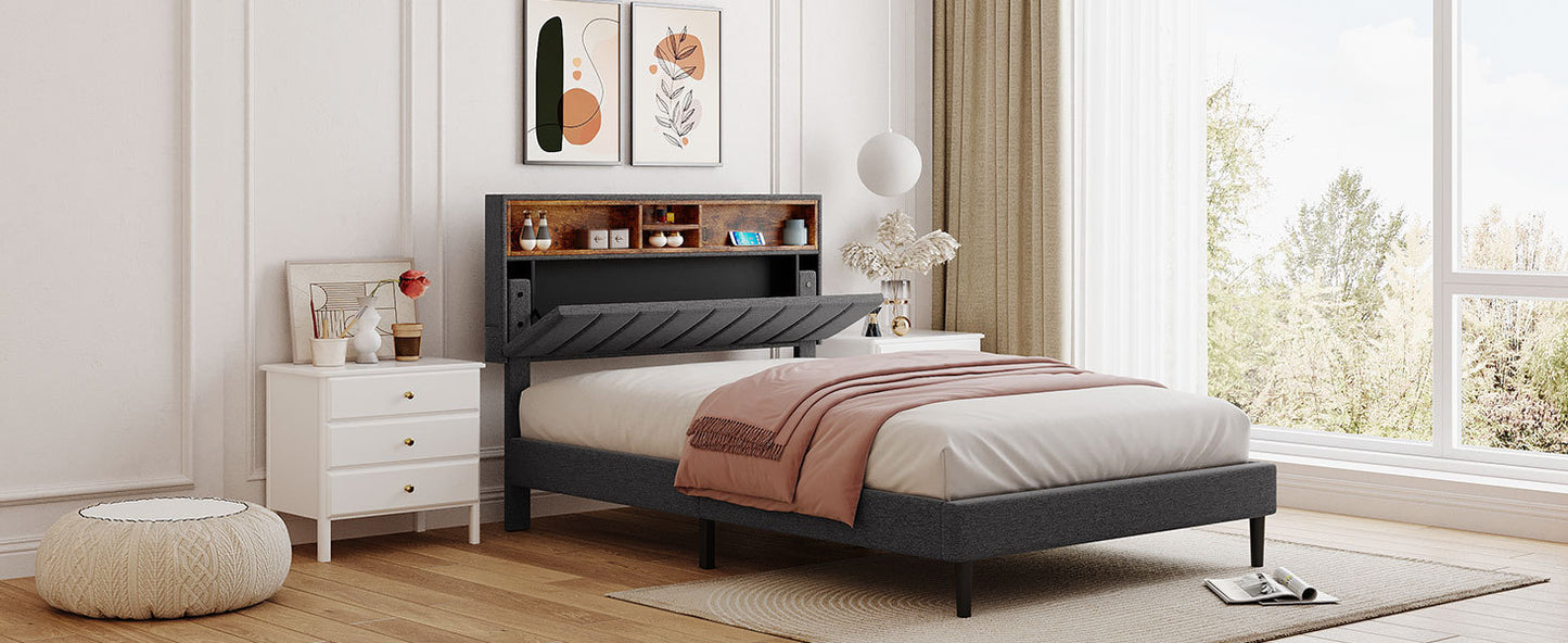 Alvin Full Size Platform Bed Frame - Gray