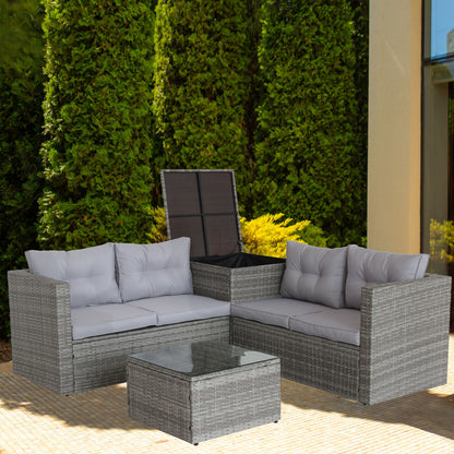 Ochoa 4 Pc Patio Sectional Wicker Rattan Sofa Set - Gray