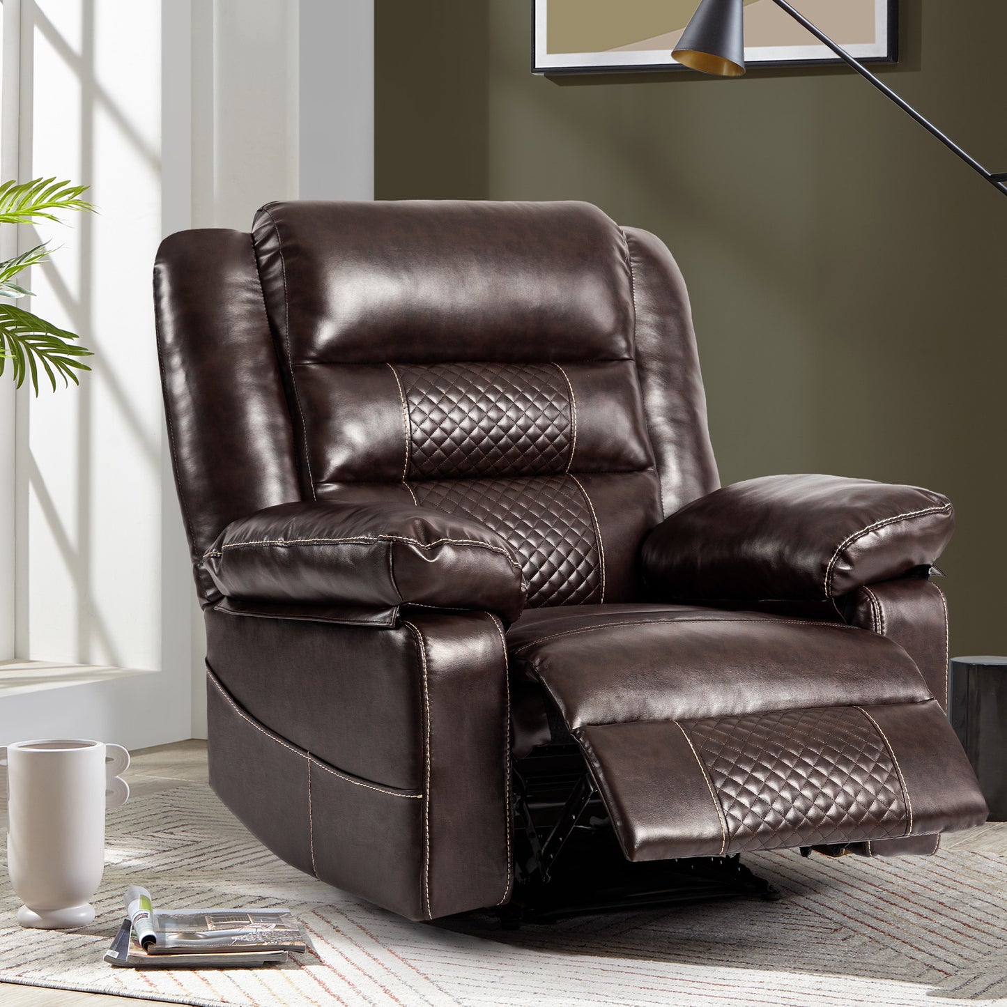 Thorne Leather Massage Recliner - Brown