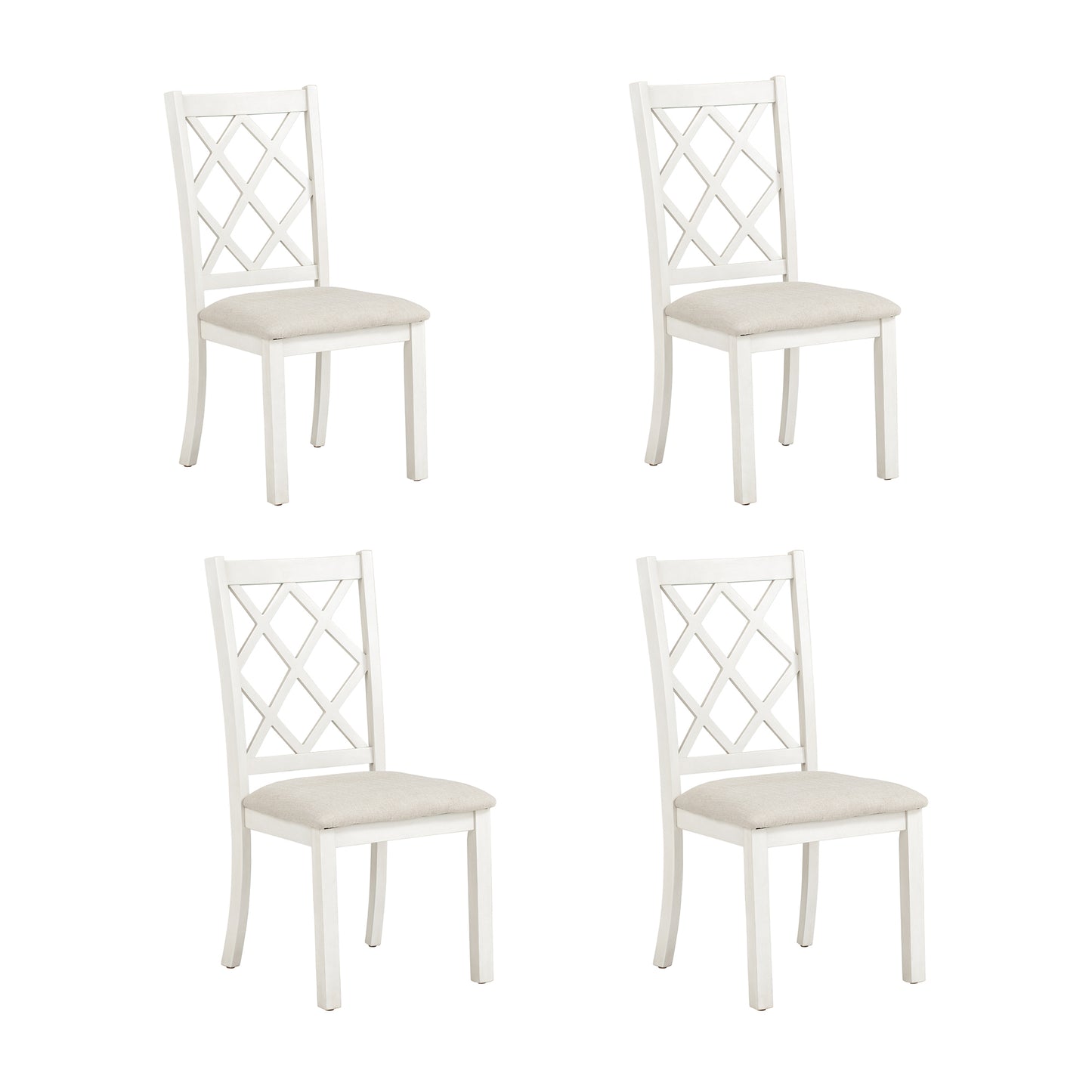 Janet Mid-Century Solid Wood Dining Chairs (Set of 4) - Beige