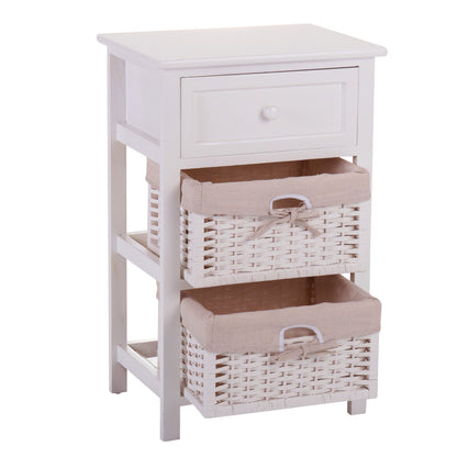 Darin Nightstand with Two Removable Baskets - White