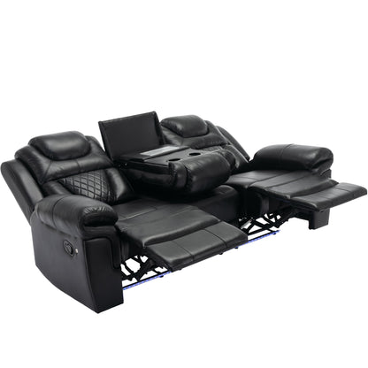 Milo 3 Pieces Recliner Sofa Sets - Black