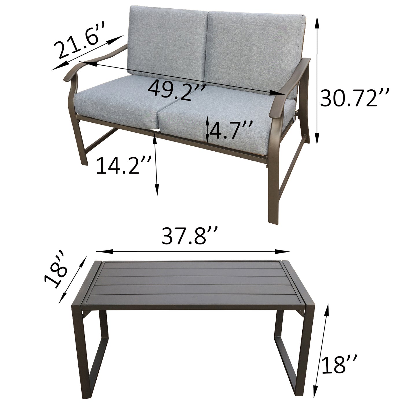 Francisco 2 Pc Outdoor Patio Loveseat Set - Gray