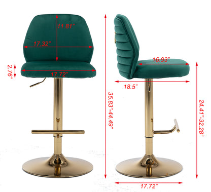 Comb Adjustable Counter Height Bar Stool - Green Set of 2