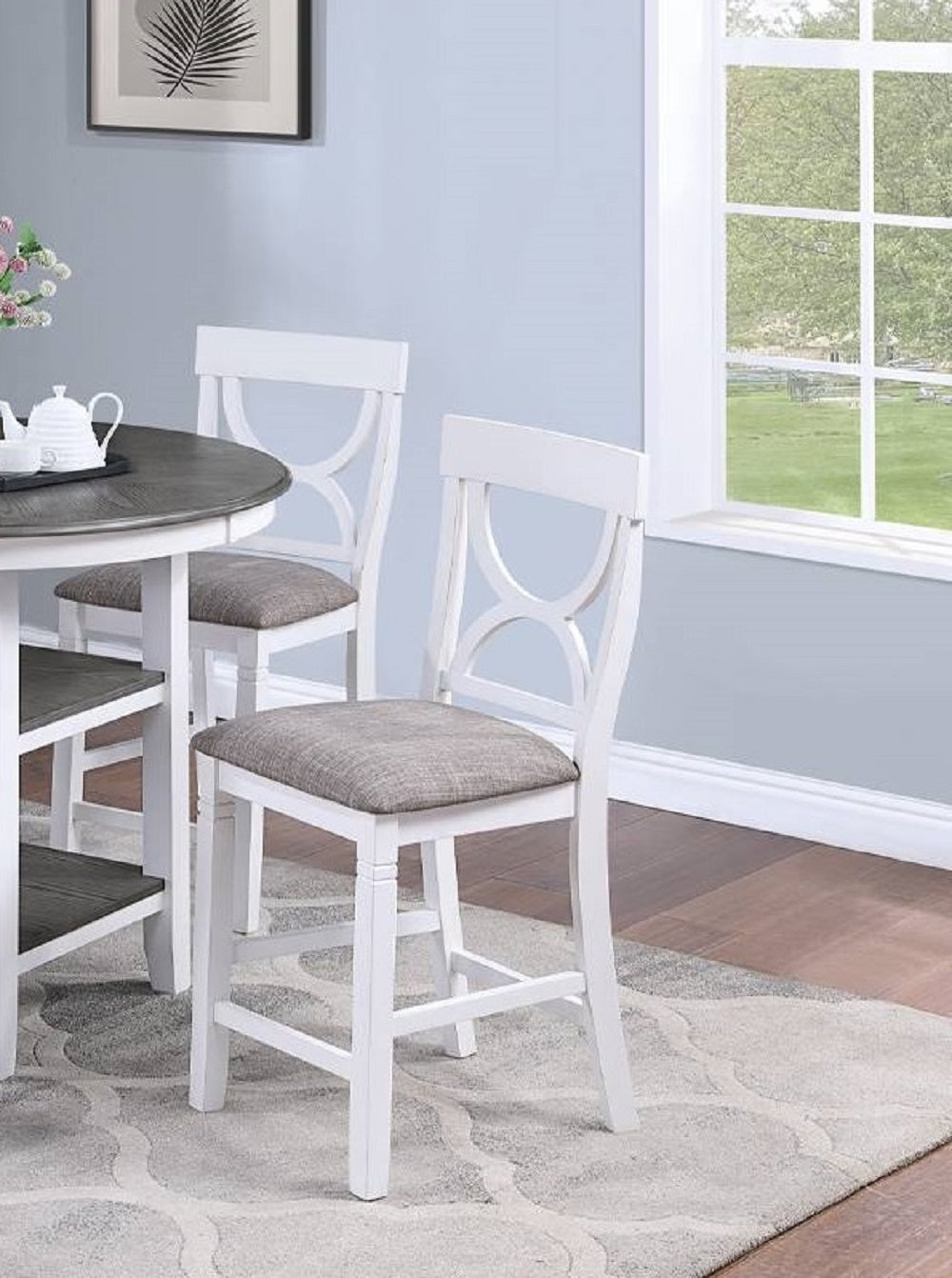 Umar 5pc Dining Counter Height Dining Set Table w  4x Chairs - White