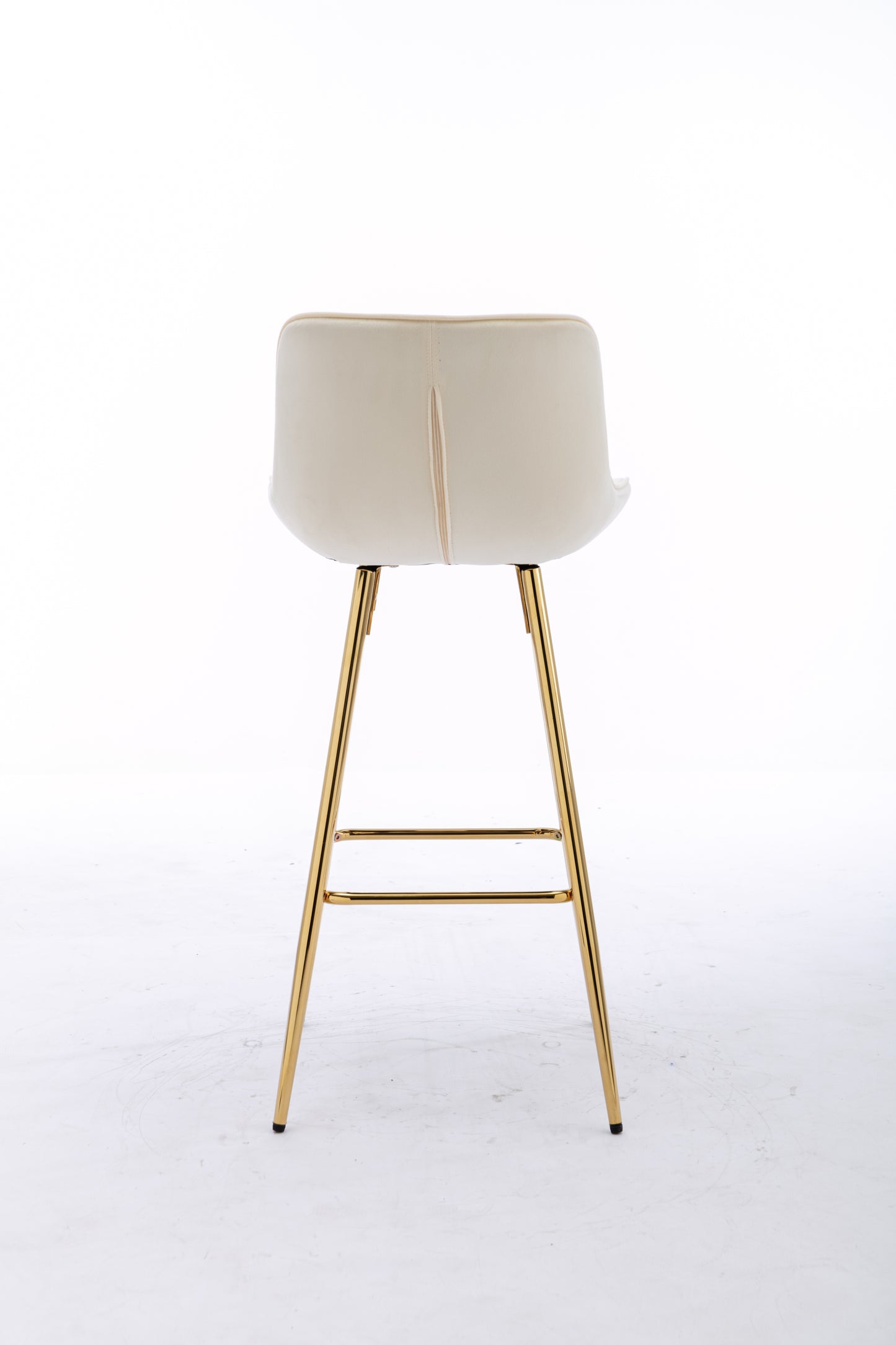 30 Inch Vista Bar Stools with Chrome Footrest  Velvet Fabric  Golden Leg - Cream  Set of 2