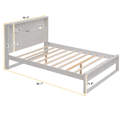 Mora Full Size Platform Bed Frame with Storage - White