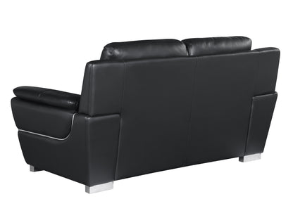 Harvey Genuine Leather Loveseat - Black